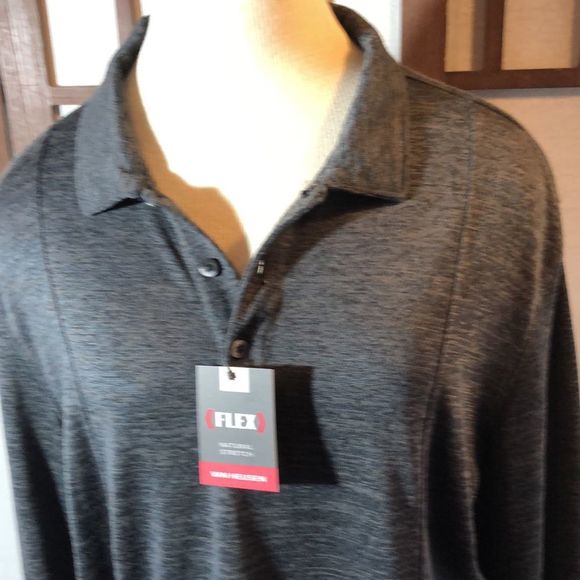 NEW Van Heusen Flex Classic Fit Large Men's Polo Shirt Long Sleeve  Grey - Picture 3 of 15